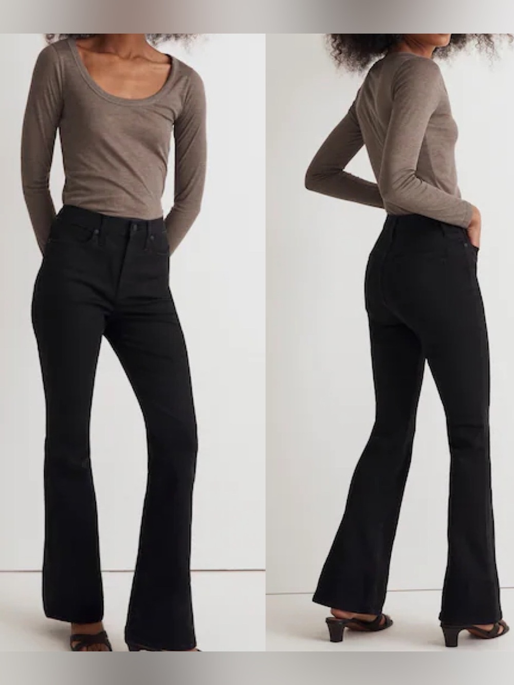 Madewell Skinny Flare Jeans in Black Frost Wash High-Rise